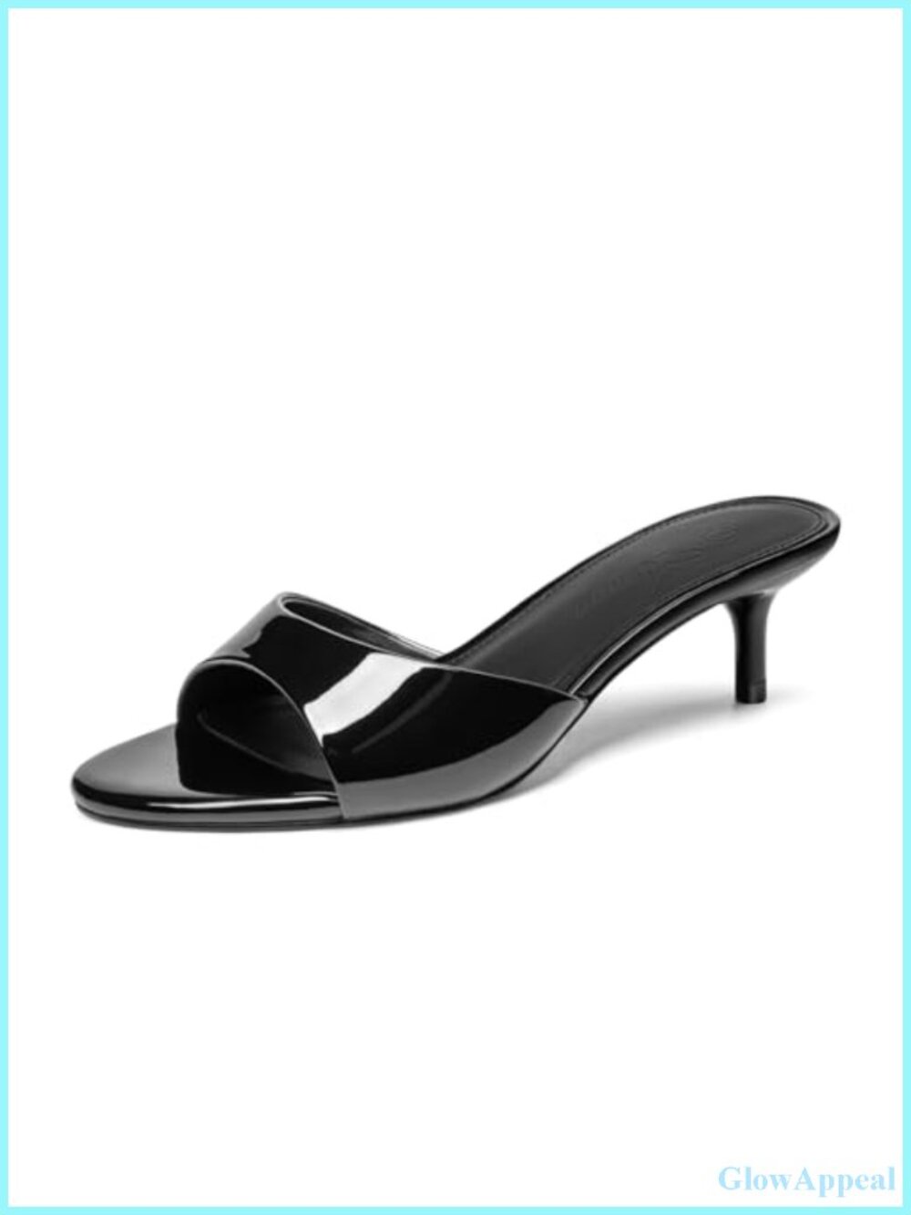 Kitten Heel Slide Sandals PU Open Toe Slip On Low Heel